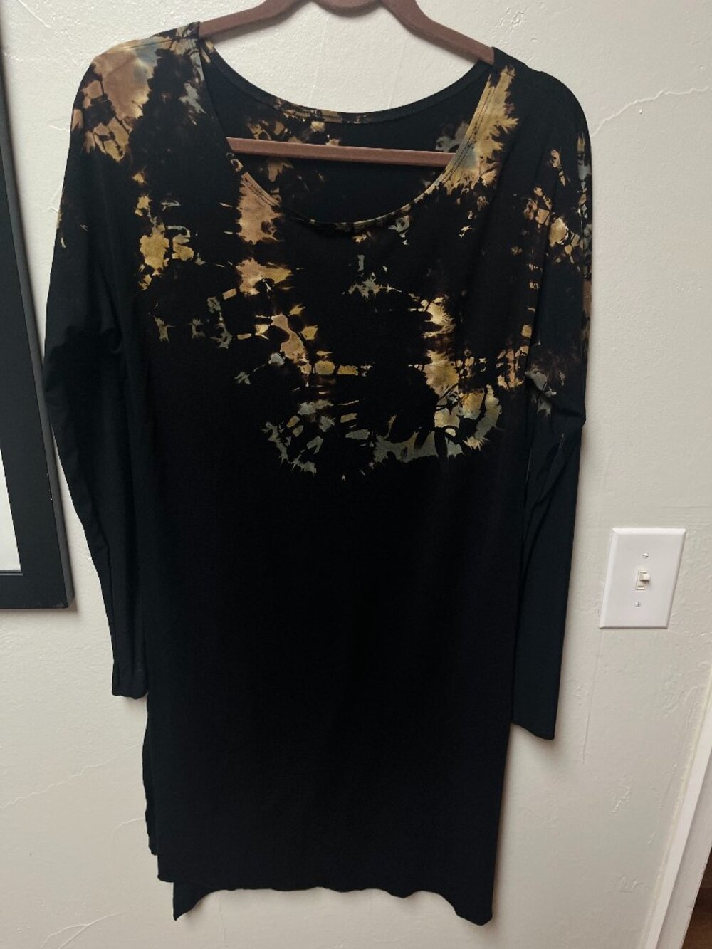 Black long sleeve one of a kind bamboo tunic dress by http://www.krarttowear.com